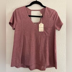 Hem & Thread Mauve Striped V-Neck Tee